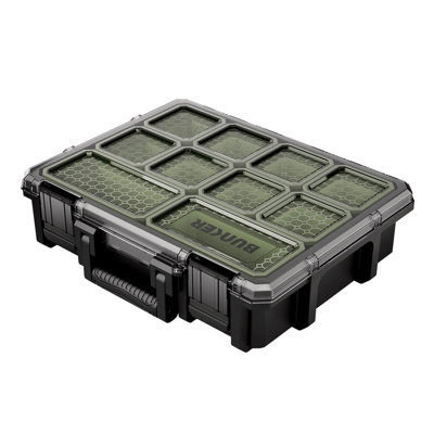 BUNKER Large Organiser 408 x 334 x 107mm Heavy Duty Storage Box with ...