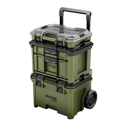 BUNKER Load-Up 3-in-1 Rolling Tool Box with Wheels, 2 Drawer Toolbox ...
