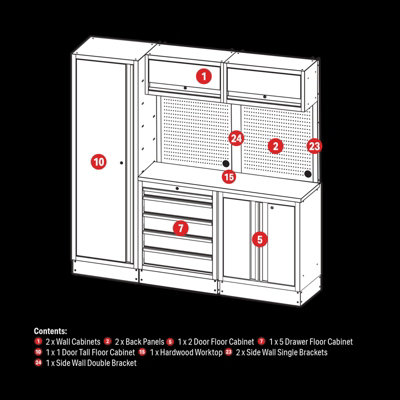 BUNKER Modular Storage Combo with Hardwood Worktop (11 Piece) 04488