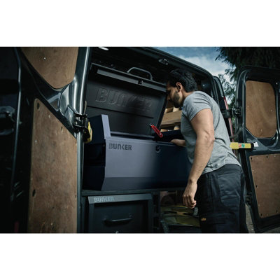 BUNKER T1 Heavy-Duty Van Storage Box - Lockable Tool Box with Gas Strut ...