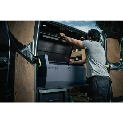 BUNKER T1 Heavy-Duty Van Storage Box - Lockable Tool Box with Gas Strut ...