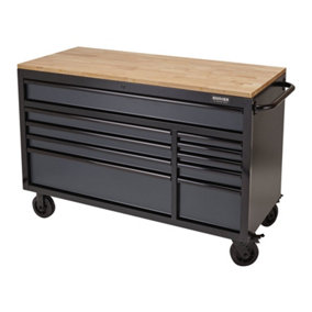 BUNKER Workbench Roller Tool Cabinet, 10 Drawer, 56", Grey 08227