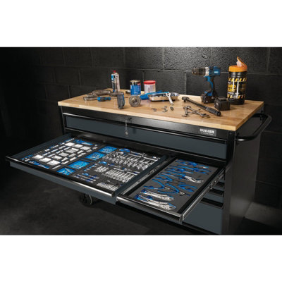 BoreCrew！ドラム缶 ボックス マッドブラック OSB合板 BUNKER Workbench Roller Tool Cabinet, 10 Drawer, 56