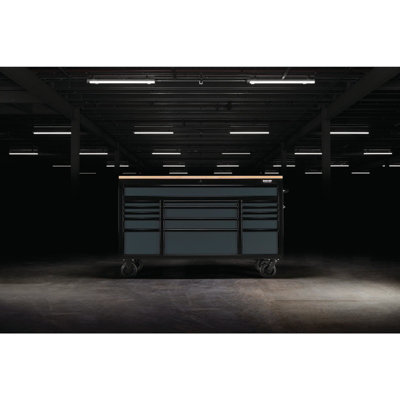 BUNKER Workbench Roller Tool Cabinet, 15 Drawer, 61", Grey 08238