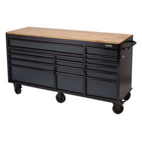 BUNKER Workbench Roller Tool Cabinet, 15 Drawer, 72", Grey 08241