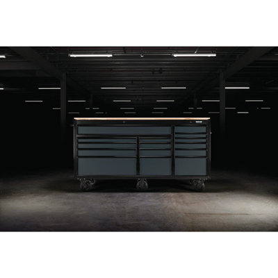 BUNKER Workbench Roller Tool Cabinet, 15 Drawer, 72", Grey 08241