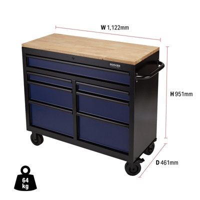 BUNKER Workbench Roller Tool Cabinet, 7 Drawer, 41