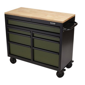 BUNKER Workbench Roller Tool Cabinet, 7 Drawer, 41", Green 08221