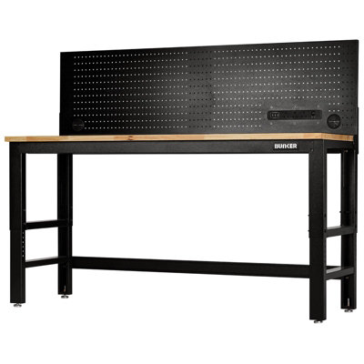BUNKER Workbench with Hardwood Worktop and Power Pegboard, 1829mm 28098