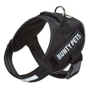 Bunty Adjustable Dog Harness, Yukon - Adjustable Snug & Secure Fit, No Pull Design, Back Mounted D-Ring and Handle - Black Large