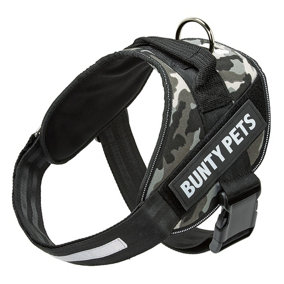 Bunty Adjustable Dog Harness, Yukon - Adjustable Snug & Secure Fit, No Pull Design, Back Mounted D-Ring and Handle - Camo Medium