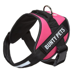 Bunty Adjustable Dog Harness, Yukon - Adjustable Snug & Secure Fit, No Pull Design, Back Mounted D-Ring and Handle - Pink Large
