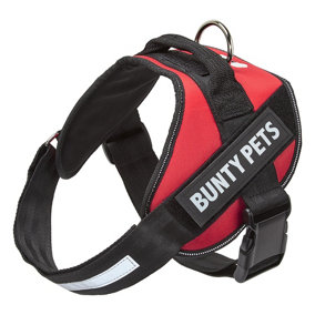 Bunty Adjustable Dog Harness, Yukon - Adjustable Snug & Secure Fit, No Pull Design, Back Mounted D-Ring and Handle - Red Large
