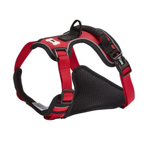 Bunty Adventure Dog Harness - No Pull Harness with Front and Back Leash Connections, Back Handle, Water Resistant - Large, Red