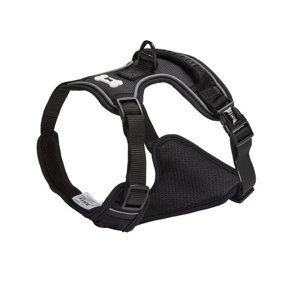 Bunty Adventure Dog Harness - No Pull Harness with Front and Back Leash Connections, Back Handle, Water Resistant - Medium, Black