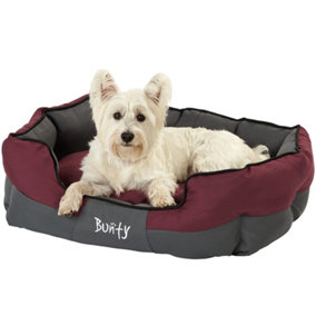 Bunty Anchor Cat & Dog Bed - Oxford Fabric, Water-Resistant, Machine Washable, Anti Anxiety, Calming Dog Bed - Large, Red