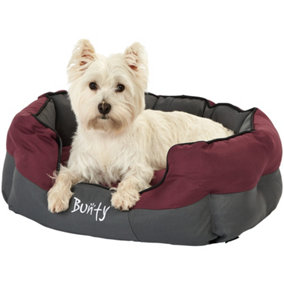Bunty Anchor Cat & Dog Bed - Oxford Fabric, Water-Resistant, Machine Washable, Anti Anxiety, Calming Dog Bed - Medium, Red