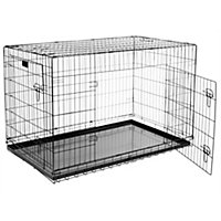 Bunty Collapsible Dog Crate Puppy Pet Cage with Two Doors & Removable Tray - Wire Mesh Design Training Crate with Locks - L