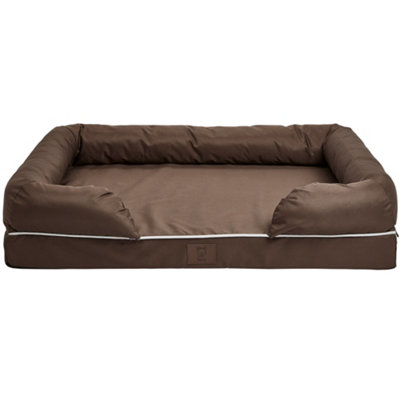 Bunty Cosy Couch Dog Bed - Super Thick and Firm Padded Base, Water Resistant Removable Cover, Machine Washable - Brown