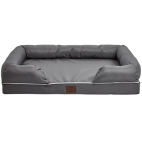 Bunty Cosy Couch Dog Bed - Super Thick and Firm Padded Base, Water Resistant Removable Cover, Machine Washable - Grey
