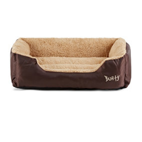 Bunty Deluxe Dog Bed - Fluffy Fleece Lining, Comfortable and Soft, Non-Slip Bottom, Washable - Medium Brown