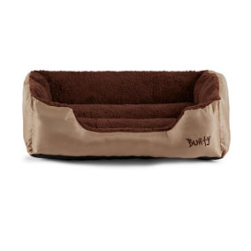 Bunty Deluxe Dog Bed - Fluffy Fleece Lining, Comfortable and Soft, Non-Slip Bottom, Washable - Medium Cream