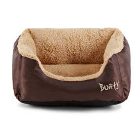 Bunty Deluxe Dog Bed - Fluffy Fleece Lining, Comfortable and Soft, Non-Slip Bottom, Washable - Small Brown