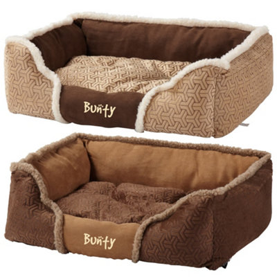 Bunty Kensington Dog Bed - Cushioned & Raised Sides with a Deep, Padded Base, Non-Slip Bottom, Machine Washable - Small-XL, Brown