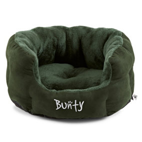 Bunty Polar Dog Bed - High Walled Calming Dog Bed, Insulating and Warm Fleece Interior, Machine Washable - Medium, Green