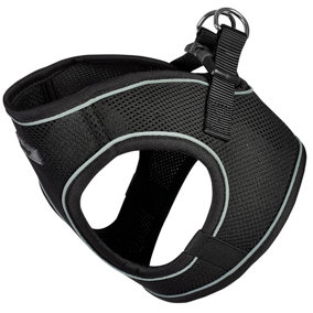 Bunty Reflective Dog Harness - Step-In Easy Fit, Lightweight, Breathable, Secure & Comfortable Fit - Black Extra Small 34cm