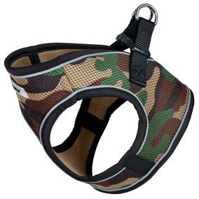 Bunty Reflective Dog Harness - Step-In Easy Fit, Lightweight, Breathable, Secure & Comfortable Fit - Blue Extra Camo 34cm