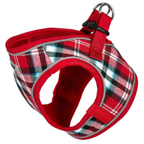 Bunty Reflective Dog Harness - Step-In Easy Fit, Lightweight, Breathable, Secure & Comfortable Fit - Tartan Large 52cm