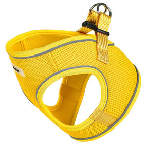 Bunty Reflective Dog Harness - Step-In Easy Fit, Lightweight, Breathable, Secure & Comfortable Fit - Yellow Extra Small 34cm