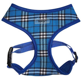 Bunty Tartan Small Dog Harness - Ideal Puppy Harness and Easily Adjustable No Pull Dog Harness for Small Dogs - Blue