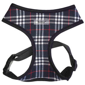 Bunty Tartan Small Dog Harness - Ideal Puppy Harness and Easily Adjustable No Pull Dog Harness for Small Dogs - Navy Blue