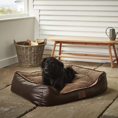 Faux leather dog outlet sofa