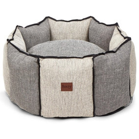 Bunty Windsor Dog Bed - High-Walled Dog Bed, Cushioned Base & Walls, Upholstery Style Soft Fabric - Fossil Grey, 107cm Diameter