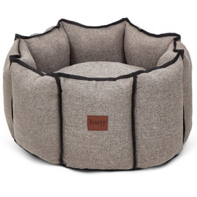 Bunty Windsor Dog Bed - High-Walled Dog Bed, Cushioned Base & Walls, Upholstery Style Soft Fabric - Portobello, 80cm Diameter
