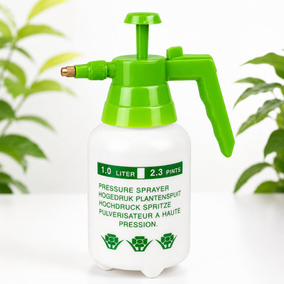 BURAKH Manual Hand Pump Garden Pressure Sprayer with Adjustable Nozzle, 1L