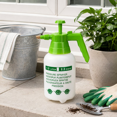 BURAKH Manual Hand Pump Garden Pressure Sprayer with Adjustable Nozzle, 1L