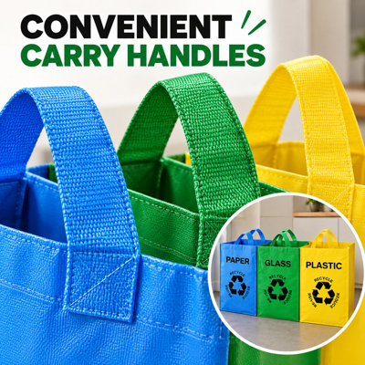 BURAKH Reusable Colour Coded Recycling Bags for Paper, Plastic and ...