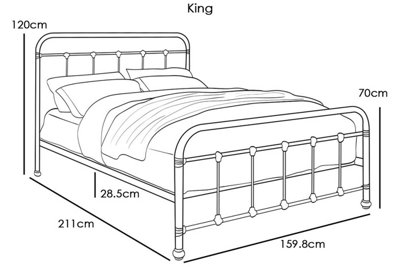 Burford Vintage Victorian Style Metal Bed Frame - King Size 5ft