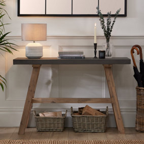 Burford Wood and Concrete Top Hallway Room Furniture Console Table