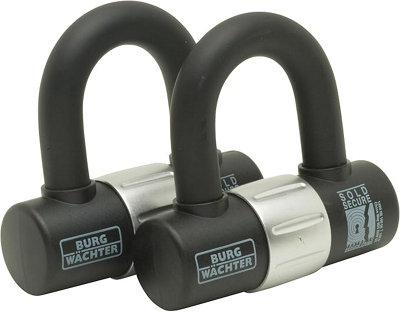 Burg-Wachter 100D Duo Sold Secure Gold Keyed Alike U Lock Twin Pack, Black