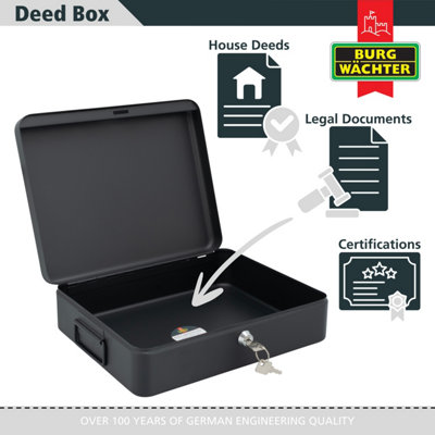 Burg-Wachter 12 inch Deed storage Box. Ideal for secure storage of ...