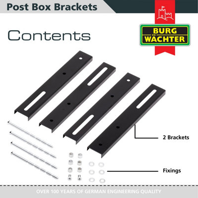 Burg-Wachter Adjustable Post Box Gate & Railing Mounting Bracket Kit - 4