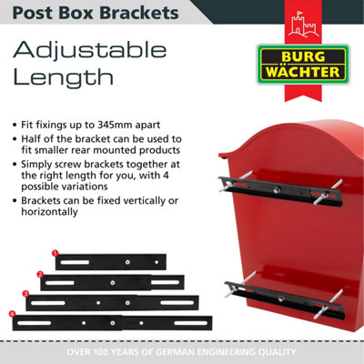 Burg-Wachter Adjustable Post Box Gate & Railing Mounting Bracket Kit - 6