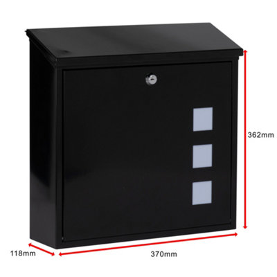 Burg-Wachter Aire Wall Mounted Black Lockable Weatherproof Post Box - 37x36x11cm - 8