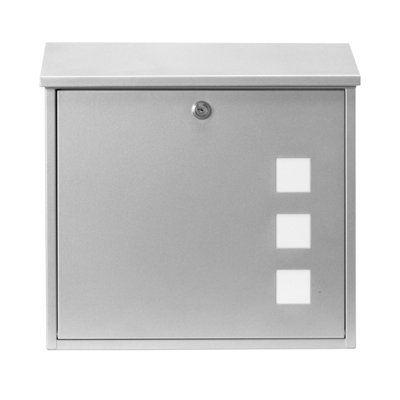 Burg-Wachter Aire Wall Mounted Silver Lockable Weatherproof Post Box - 37x36x11cm