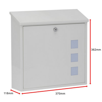 Burg-Wachter Aire Wall Mounted White Lockable Weatherproof Post Box - 37x36x11cm - 8